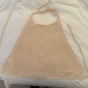 Pinko Cream Crocheted Halter Top